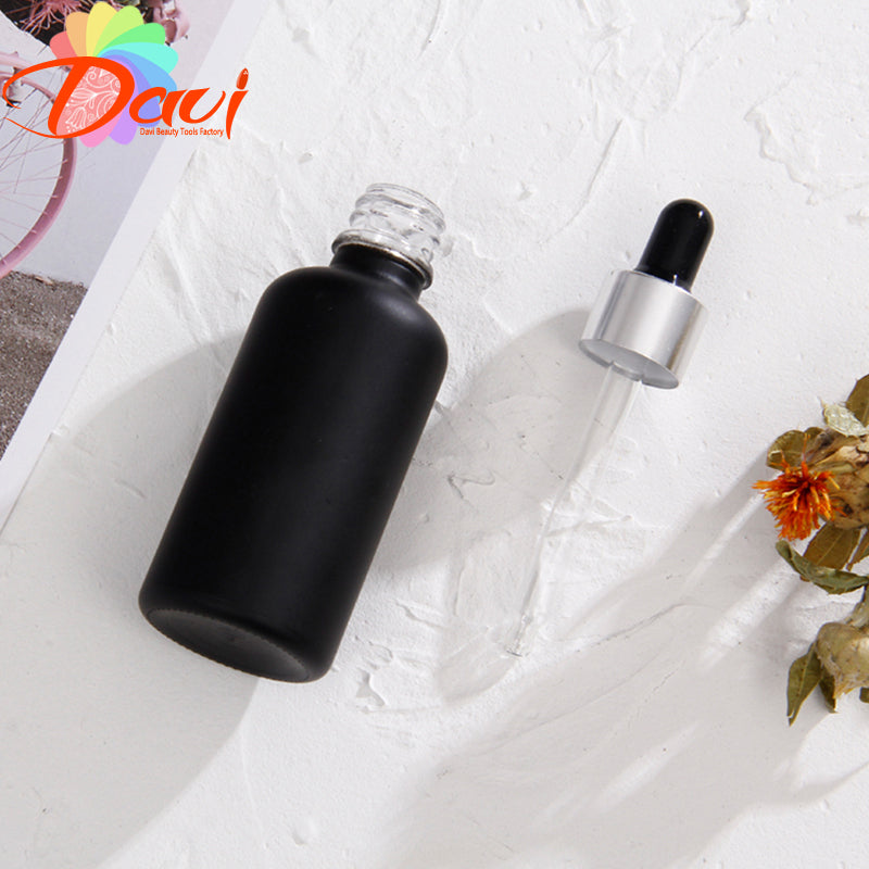 10PCS/LOT Light-Resistant Gold/Silver/Rosepink Cap Dropper Pippete Black Glass Bottle Refill Oils Hydrolat Serum Skincare