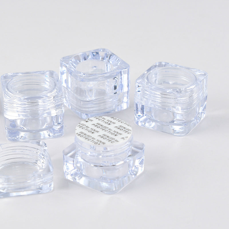 50Pcs 5G Clear Acrylic Refillable Jar Bottle Small Square Use For Eye cream/Lotion/Nail Decors/Skincare Products/Samples