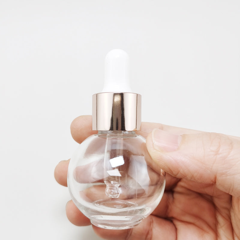 10pcs/lot Ball-Shape Dropper Glass Bottle Spherical Refill Metal Cap Essence Massage Oils Serum Aromatherapy Liquid for Pipette