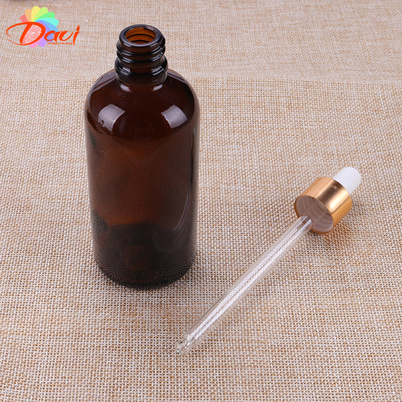 10pcs/lot Golden Cap Amber Glass Dropper Bottle for Skincare Aromatherapy Liquid Serum/Essence Basic Massage oil Pipette Refill