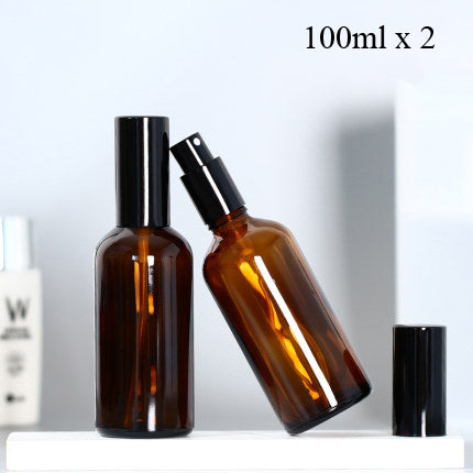 10pcs Black Metal Cap Amber Glass Spray Bottle for Perfume/Toner/Hydrolat Water Makeup Sprayer Travel Skincare Refill Container