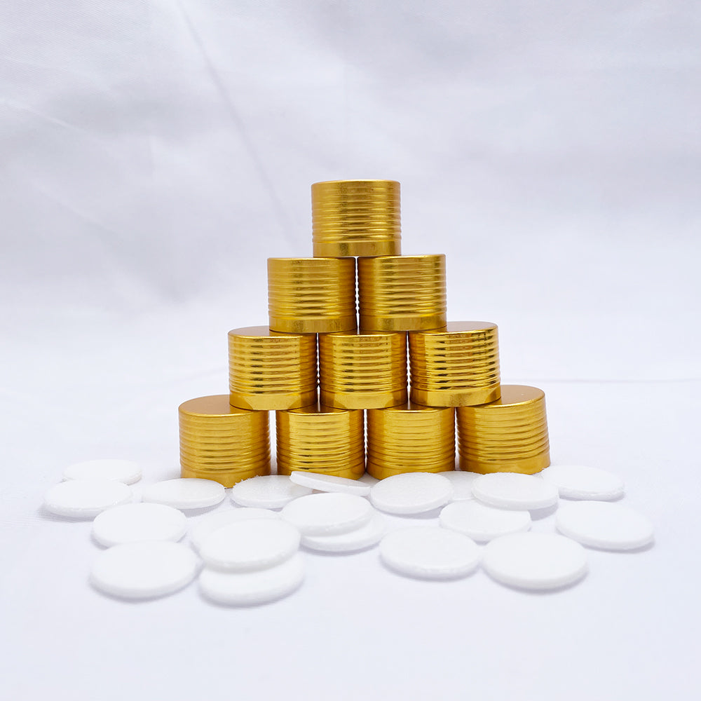 60Pcs/Lot Golden Aluminium Screw Cover Cap Fitting For Essence Oil/Serum Bottles Accessory18mm Bottle Mouth Sealing Up