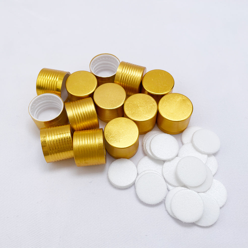 60Pcs/Lot Golden Aluminium Screw Cover Cap Fitting For Essence Oil/Serum Bottles Accessory18mm Bottle Mouth Sealing Up