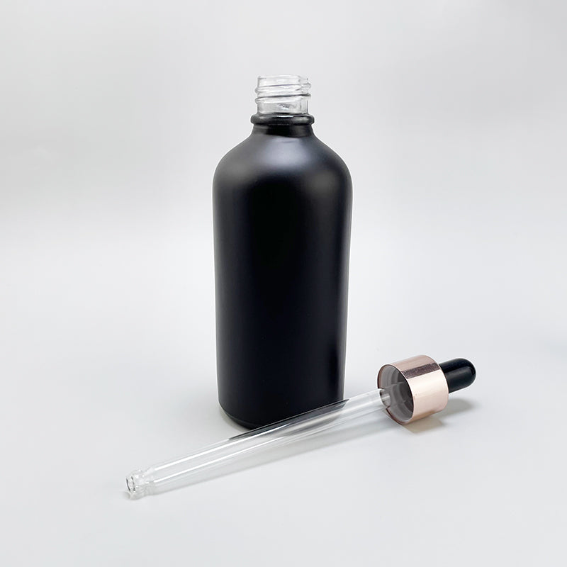 10PCS/LOT Light-Resistant Gold/Silver/Rosepink Cap Dropper Pippete Black Glass Bottle Refill Oils Hydrolat Serum Skincare