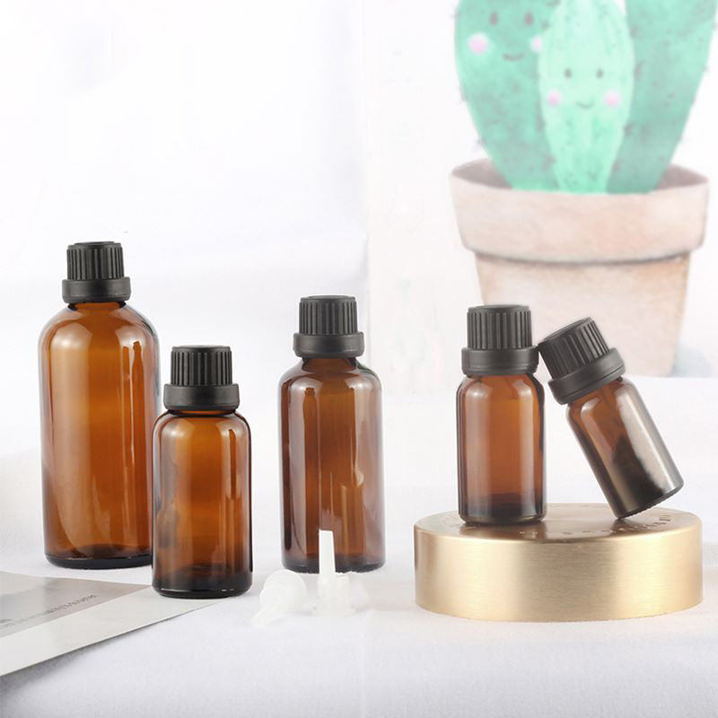 10pcs/lot Big Head Amber Brown Glass Drop Bottle Aromatherapy Liquid Essential Basic Massage oil Pipette Refillable Wholesale