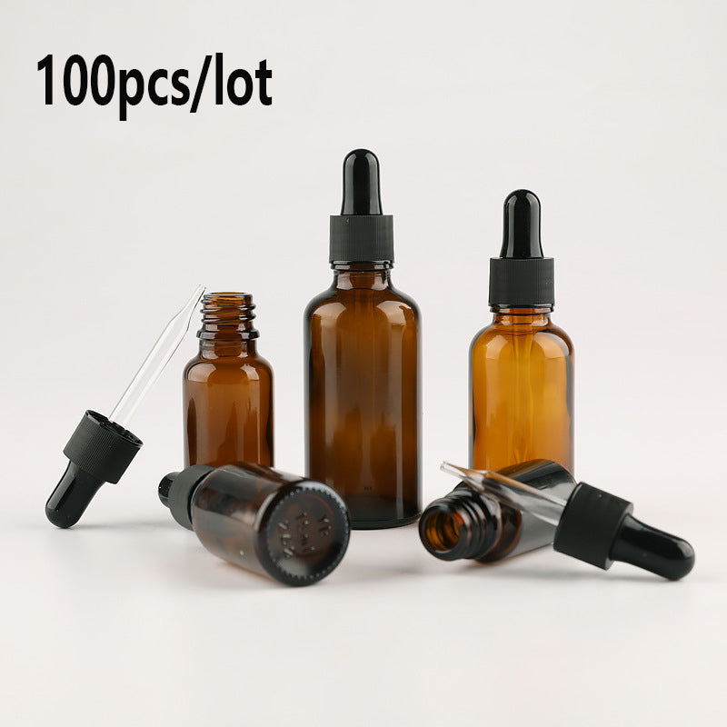 100pcs/lot Brown Drop Amber Bottle Glass cosmetic bottles bulk Aromatherapy Liquid Dropper Essence Basic Massage Oil Pipette Refillable