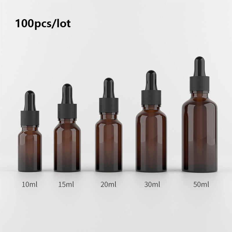 100pcs/lot Brown Drop Amber Bottle Glass cosmetic bottles bulk Aromatherapy Liquid Dropper Essence Basic Massage Oil Pipette Refillable