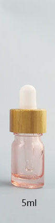 10pcs/lot Natural Bamboo Cap Pink Glass Bottle Dropper Aromatherapy Liquid Serum/Essence Basic Massage Oils Pipette Refill