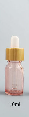 10pcs/lot Natural Bamboo Cap Pink Glass Bottle Dropper Aromatherapy Liquid Serum/Essence Basic Massage Oils Pipette Refill