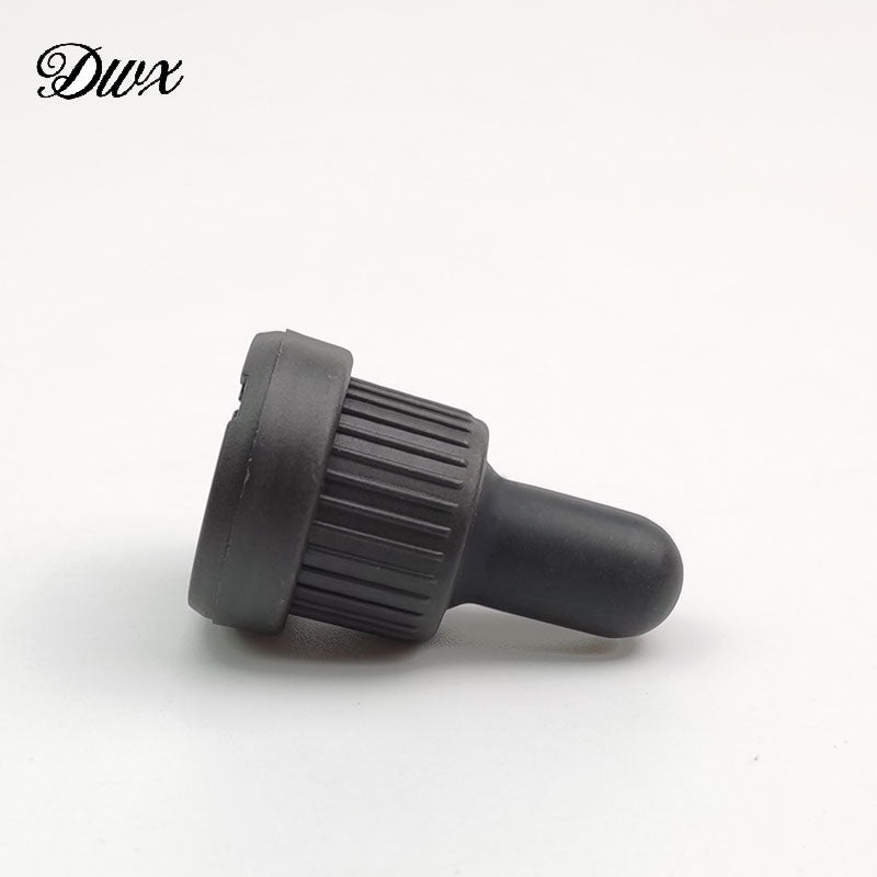 100pcs/lot Plastic Black Screw Cover Cap w/ safe ring for glass Essential Oil/serum Bottles  tamper-evident lid 18mm neck