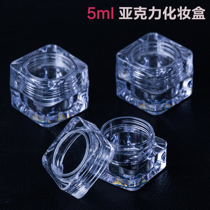 50Pcs 5G Clear Acrylic Refillable Jar Bottle Small Square Use For Eye cream/Lotion/Nail Decors/Skincare Products/Samples