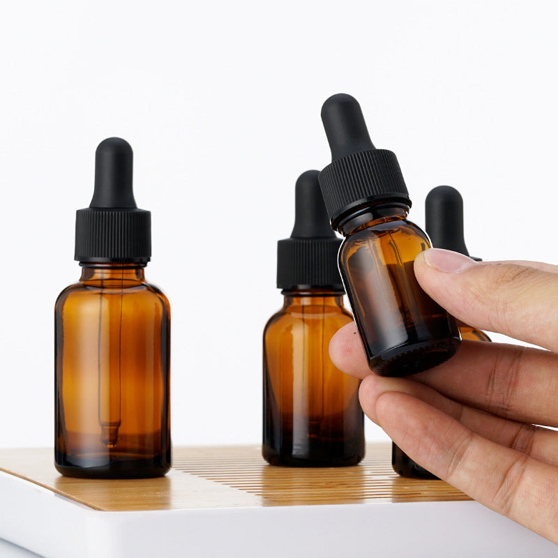 10Pcs/Lot Fat Amber Oil Dropper Bottle 10/15/20/30ml 20mm Mouth Refill Essence Serum Face Body Oils Perfume Skincare Travel