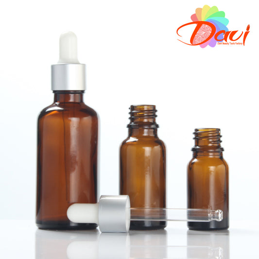 10Pcs/Lot Matt Silver Cap Amber Glass Dropper Bottle Aromatherapy Liquid Dental Serum/Essential Massage Oils Pipette Refill