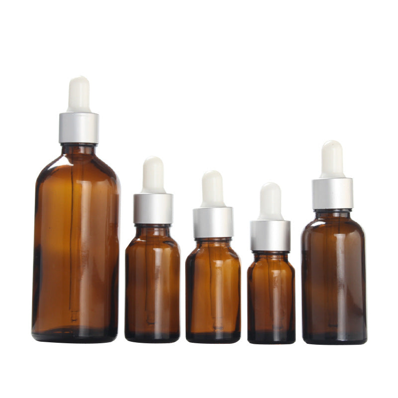 10Pcs/Lot Matt Silver Cap Amber Glass Dropper Bottle Aromatherapy Liquid Dental Serum/Essential Massage Oils Pipette Refill