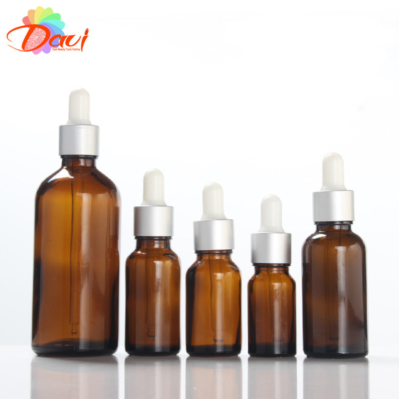 10Pcs/Lot Matt Silver Cap Amber Glass Dropper Bottle Aromatherapy Liquid Dental Serum/Essential Massage Oils Pipette Refill