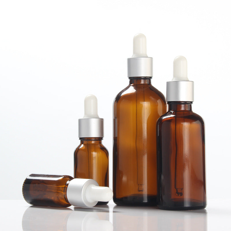 10Pcs/Lot Matt Silver Cap Amber Glass Dropper Bottle Aromatherapy Liquid Dental Serum/Essential Massage Oils Pipette Refill