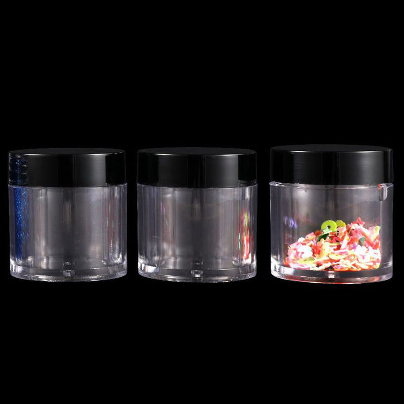 10pcs/10ml/10G new PS refillable bottle with black/clear cap jars container for nail liquid cream lotion travelling storage