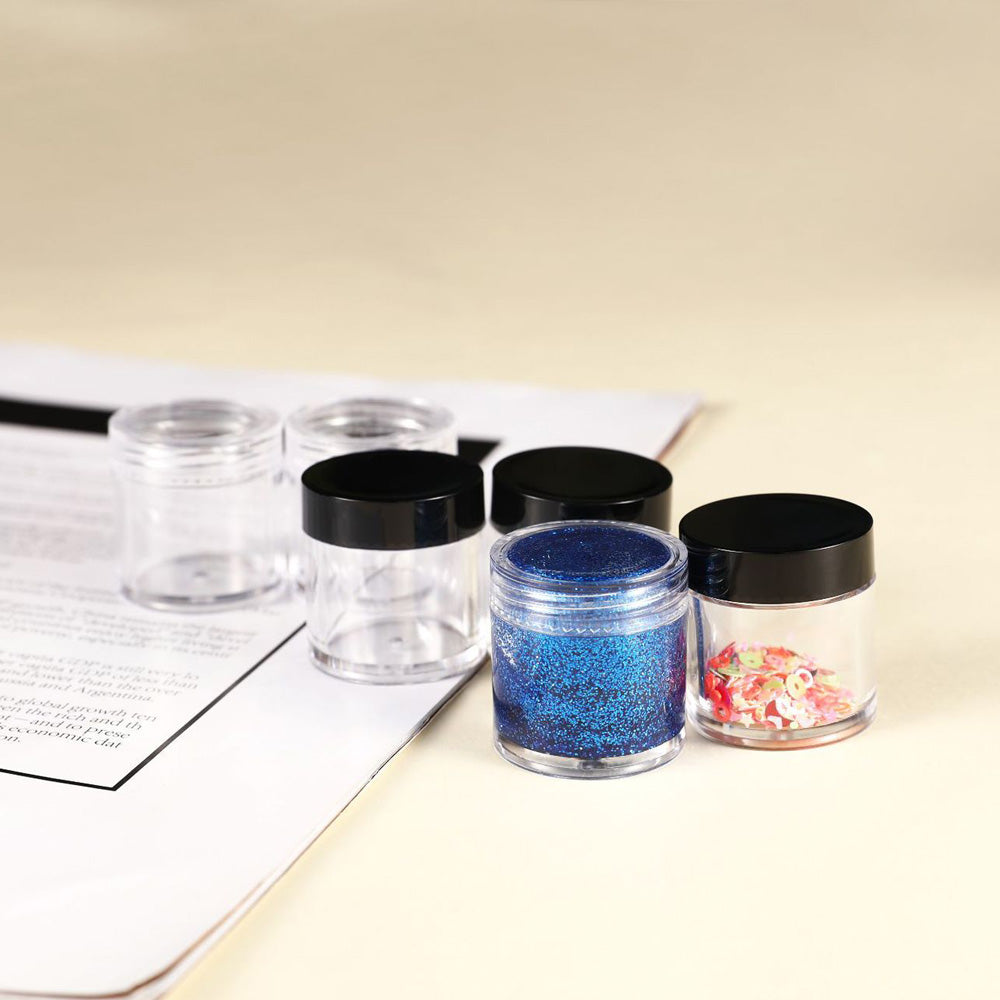 10pcs/10ml/10G new PS refillable bottle with black/clear cap jars container for nail liquid cream lotion travelling storage