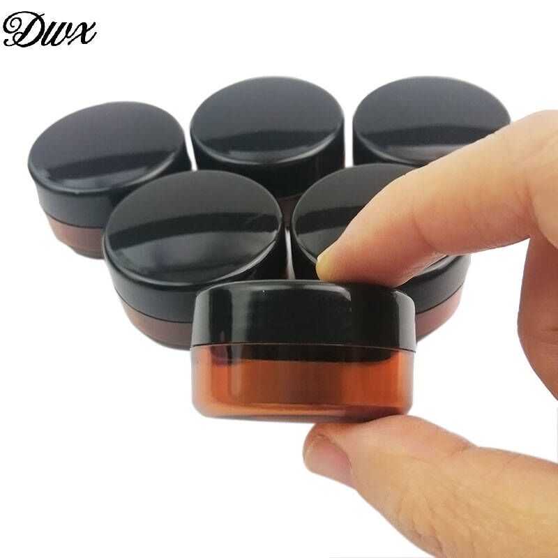10pcs/10ml new brown refillable bottle with black lid jars plastic container for nail liquid cream lotion travelling storage