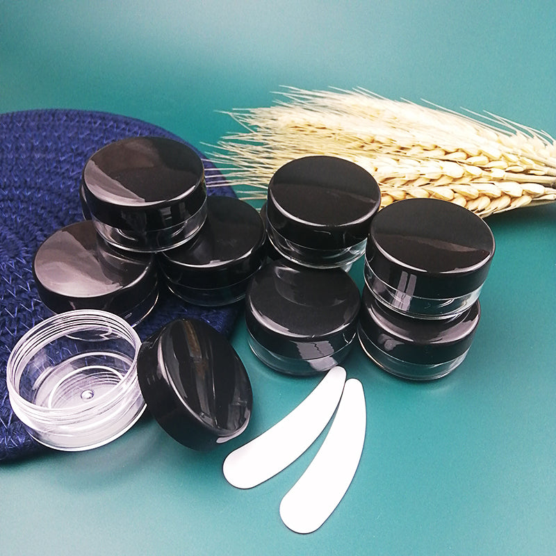 10pcs/10ml new brown refillable bottle with black lid jars plastic container for nail liquid cream lotion travelling storage