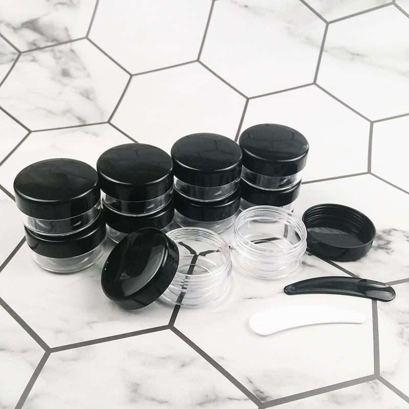 10pcs/10ml new brown refillable bottle with black lid jars plastic container for nail liquid cream lotion travelling storage