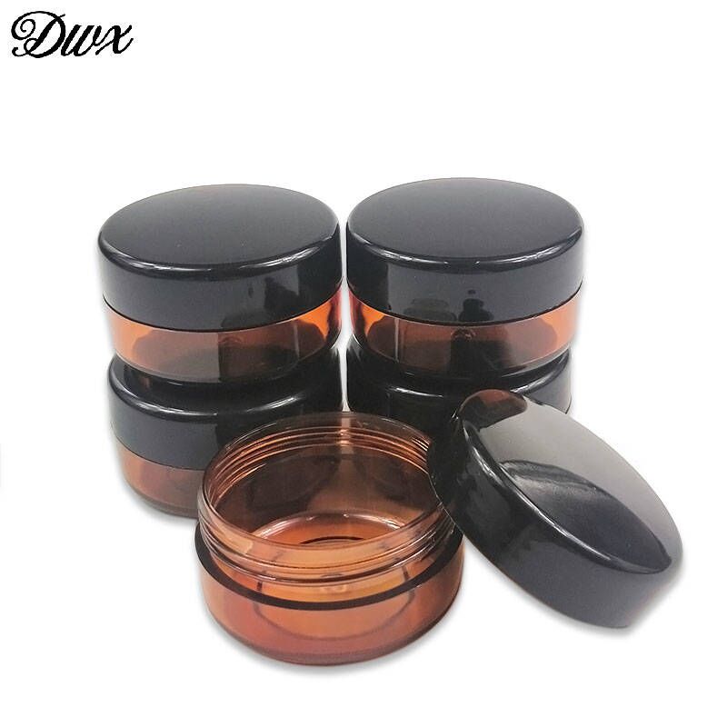 10pcs/10ml new brown refillable bottle with black lid jars plastic container for nail liquid cream lotion travelling storage