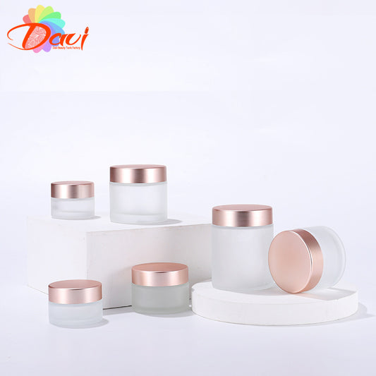 10pcs/Lot 5-50ml Rosepink Lid Frosted Glass Face/Hand Cream Mask Lotion Jar Pots Bottle Refillable Container  Cosmetic Skincare