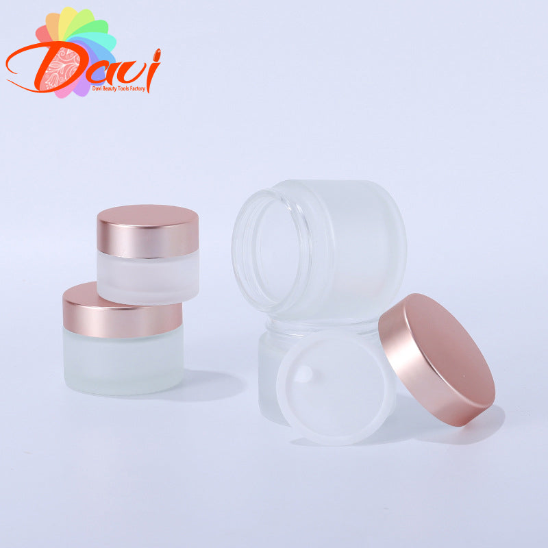 10pcs/Lot 5-50ml Rosepink Lid Frosted Glass Face/Hand Cream Mask Lotion Jar Pots Bottle Refillable Container  Cosmetic Skincare