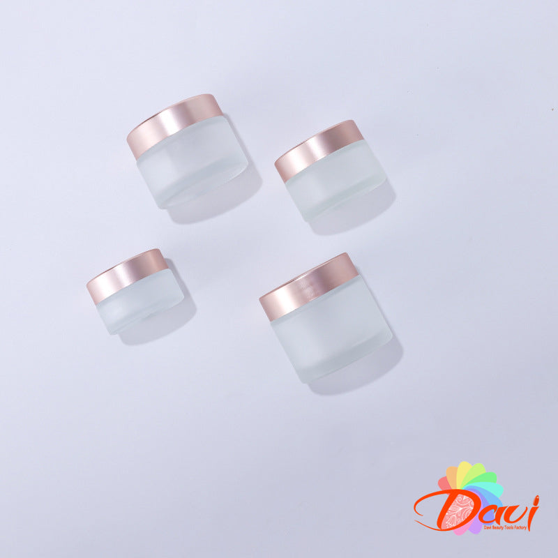 10pcs/Lot 5-50ml Rosepink Lid Frosted Glass Face/Hand Cream Mask Lotion Jar Pots Bottle Refillable Container  Cosmetic Skincare