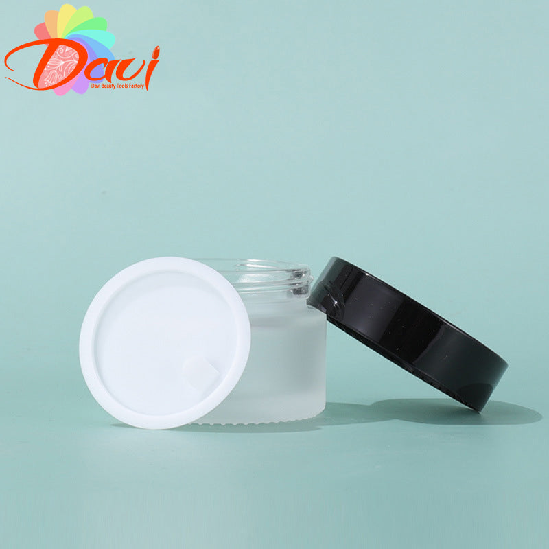 10pcs/Lot Black Metal Lid Frosted Glass Bottle Cosmetic Face/Hand Cream Mask Lotion Gel Jar Pots Refillable Container Skincare