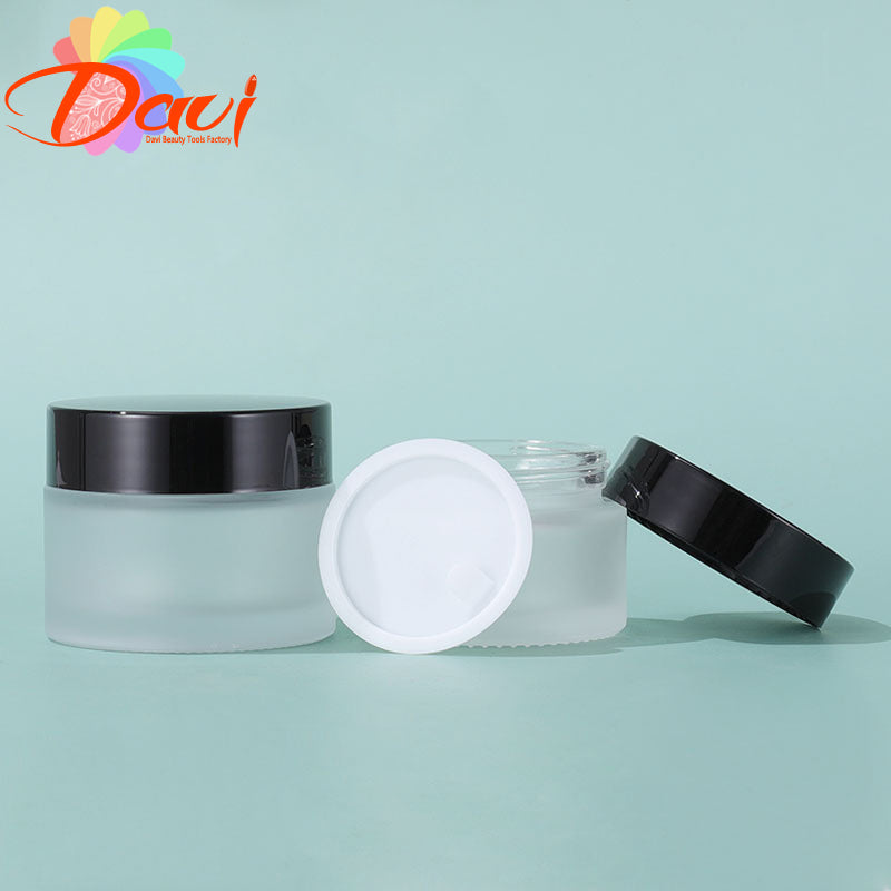 10pcs/Lot Black Metal Lid Frosted Glass Bottle Cosmetic Face/Hand Cream Mask Lotion Gel Jar Pots Refillable Container Skincare