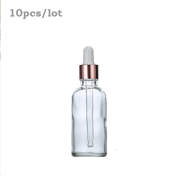 10pcs/lot Rose-Golden Refillable Dropper Bottle Frosted/Clear Essence Oil Glass Aromatherapy Liquid Drop for Pipette Bottles