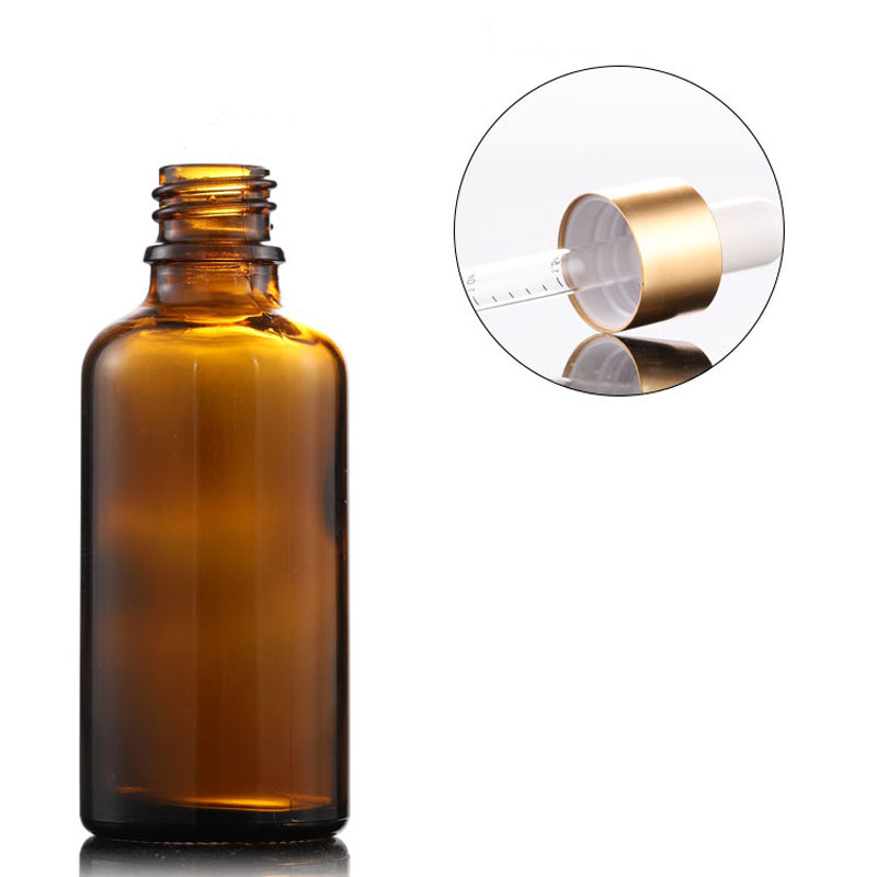 10pcs/lot golden cap Amber Glass Scale Dropper Bottle Aromatherapy Liquid  serum/essential basic massage oil Pipette Refillable