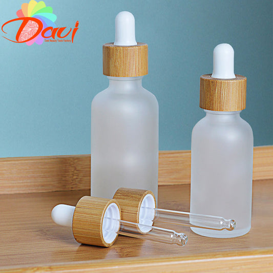 10pcs/lot natural bamboo cap Glass Dropper Bottle Aromatherapy Liquid serum/essential basic massage oil Pipette Refillable