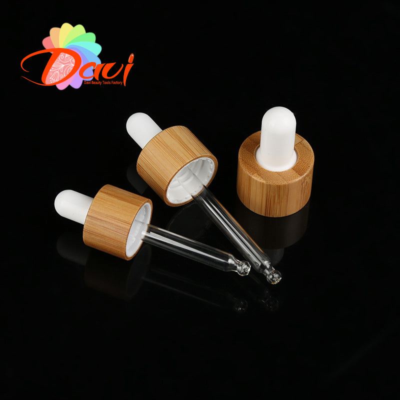 10pcs/lot natural bamboo cap Glass Dropper Bottle Aromatherapy Liquid serum/essential basic massage oil Pipette Refillable