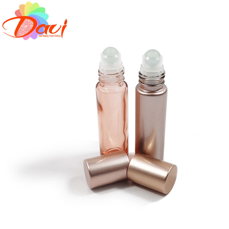 12pcs/Set Pinky Glass Dropper/pipeite Bottle Cream Jar Roll-on Rolling High-end Skincare Set Refill for Oils/Serum Travel Set