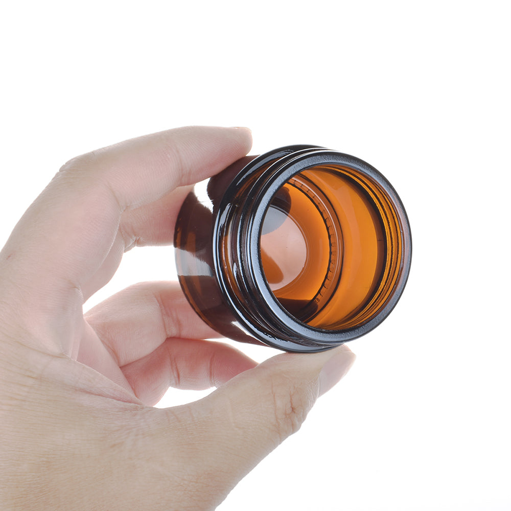 10pcs Amber Glass Jar/ Bottle Black PE Lid Face/Hand Cream Mask Lotion Gel Powder Pots Refill Container Cosmetic Skincare Storage