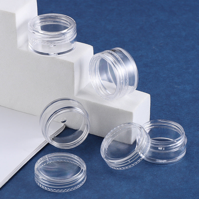 200pcs -5g Clear Small Round Bottle Jars Cream/Eye Shadow/ Bling Powder Container Plastic Sample For Nail Art Storage Traveling
