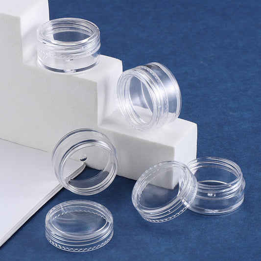 200pcs -5g Clear Small Round Bottle Jars Cream/Eye Shadow/ Bling Powder Container Plastic Sample For Nail Art Storage Traveling