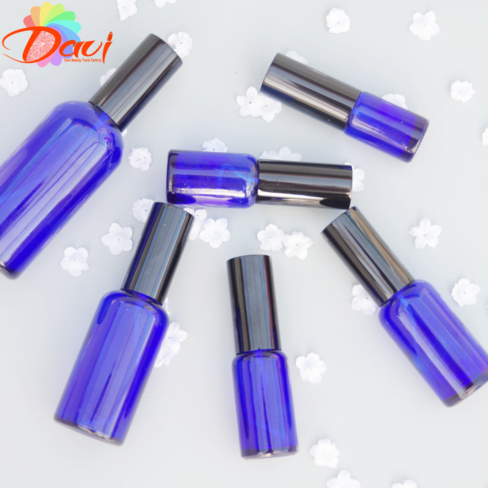 2pcs Black Cap/Cover Blue Glass Spray Bottle for Perfume/Toner/Hydrolat Water Makeup Sprayer Travel Skincare Refill Container