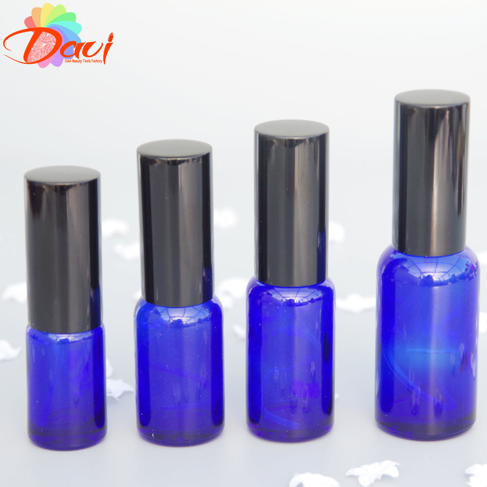 2pcs Black Cap/Cover Blue Glass Spray Bottle for Perfume/Toner/Hydrolat Water Makeup Sprayer Travel Skincare Refill Container