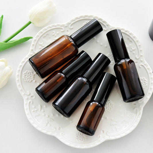 10pcs Black Metal Cap Amber Glass Spray Bottle for Perfume/Toner/Hydrolat Water Makeup Sprayer Travel Skincare Refill Container