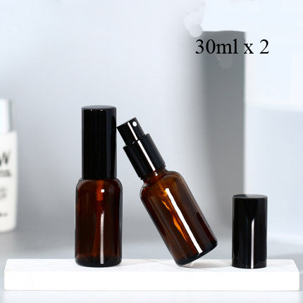 10pcs Black Metal Cap Amber Glass Spray Bottle for Perfume/Toner/Hydrolat Water Makeup Sprayer Travel Skincare Refill Container