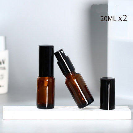 10pcs Black Metal Cap Amber Glass Spray Bottle for Perfume/Toner/Hydrolat Water Makeup Sprayer Travel Skincare Refill Container