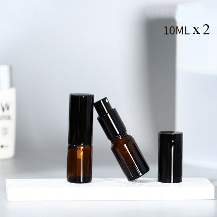 10pcs Black Metal Cap Amber Glass Spray Bottle for Perfume/Toner/Hydrolat Water Makeup Sprayer Travel Skincare Refill Container