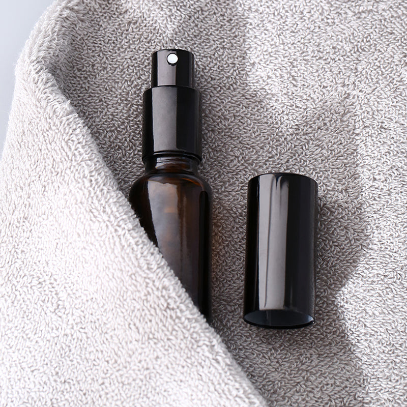 10pcs Black Metal Cap Amber Glass Spray Bottle for Perfume/Toner/Hydrolat Water Makeup Sprayer Travel Skincare Refill Container