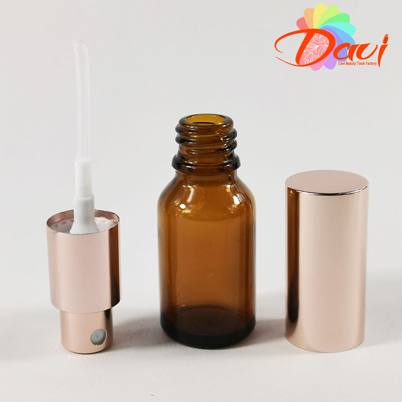 2pcs Rose Gold Cap/Lid Amber Glass Spray Bottle for Perfume/Toner/Hydrolat Water Makeup Sprayer Travel Skincare Refill Container