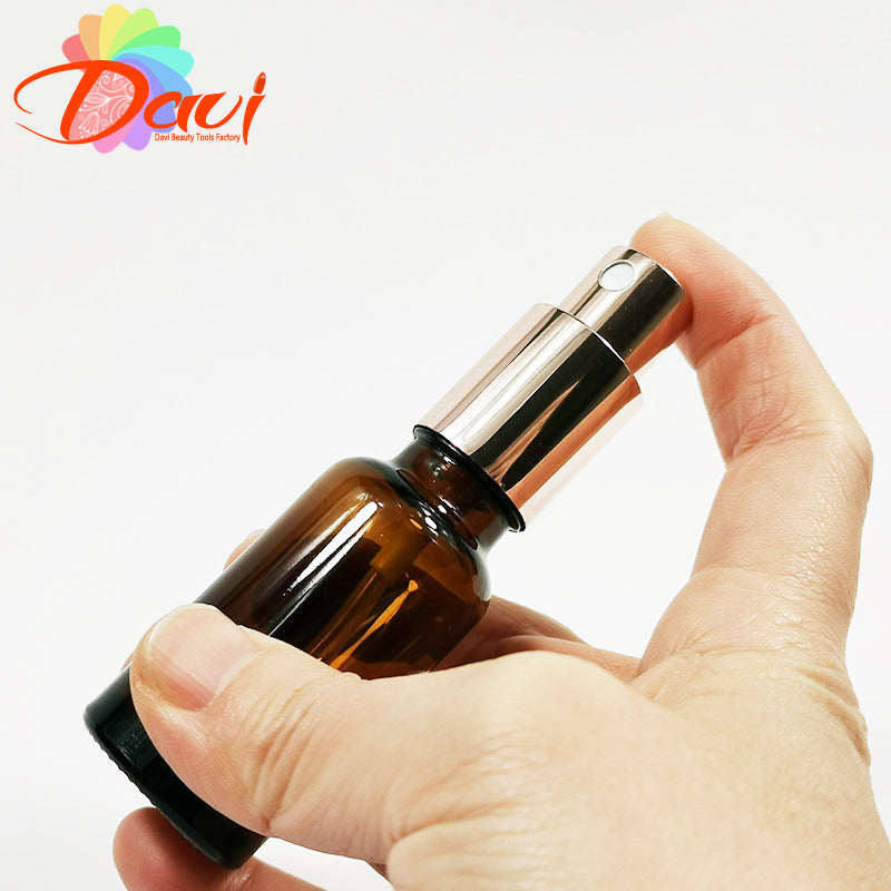 2pcs Rose Gold Cap/Lid Amber Glass Spray Bottle for Perfume/Toner/Hydrolat Water Makeup Sprayer Travel Skincare Refill Container