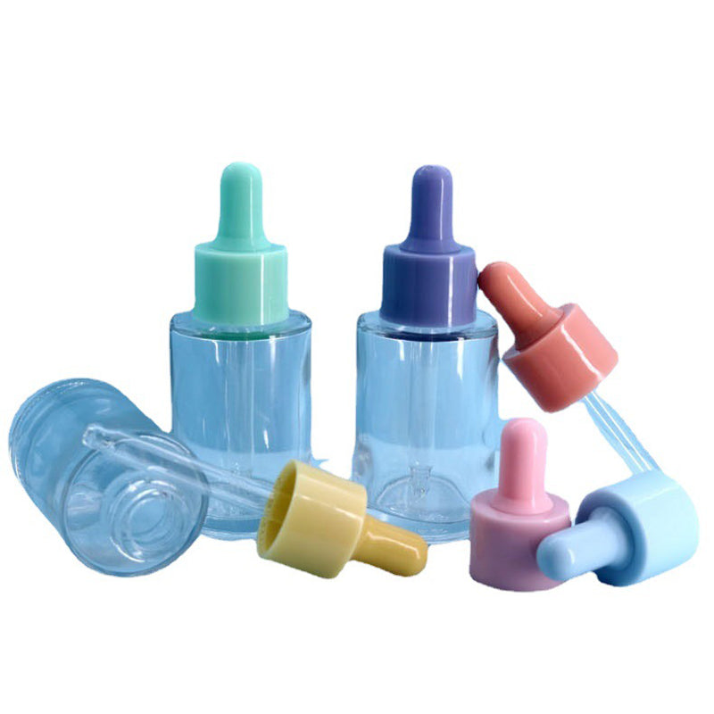 5pcs/lot 30m Colorful Cap Dropper Bottle Clear Glass Aromatherapy Liquid for Essence Massage Oil Serum Pipette Refill High-grade
