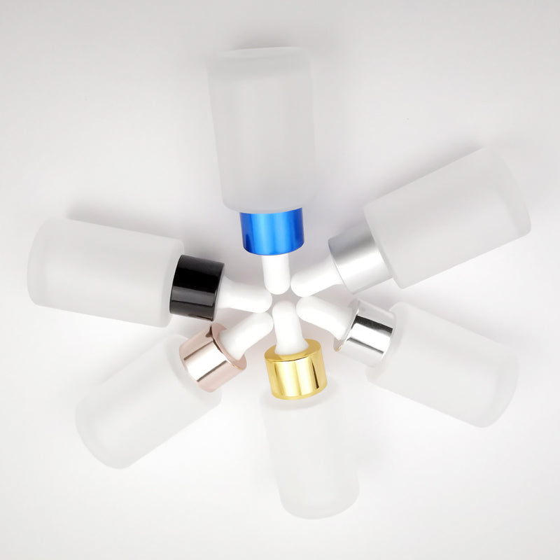 5pcs/lot Metal Head Frosted Dropper Glass Bottle Aromatherapy Liquid for Essence Massage Oil Serum Pipette Refill High-grade